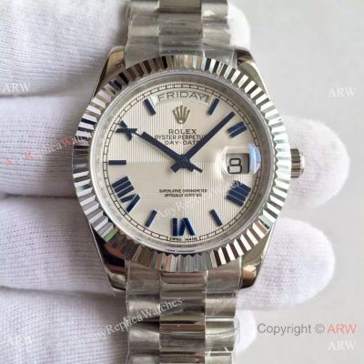 High Quality Copy Rolex Day-Date 40MM Watch MingZhu Movement SS Roman White Face